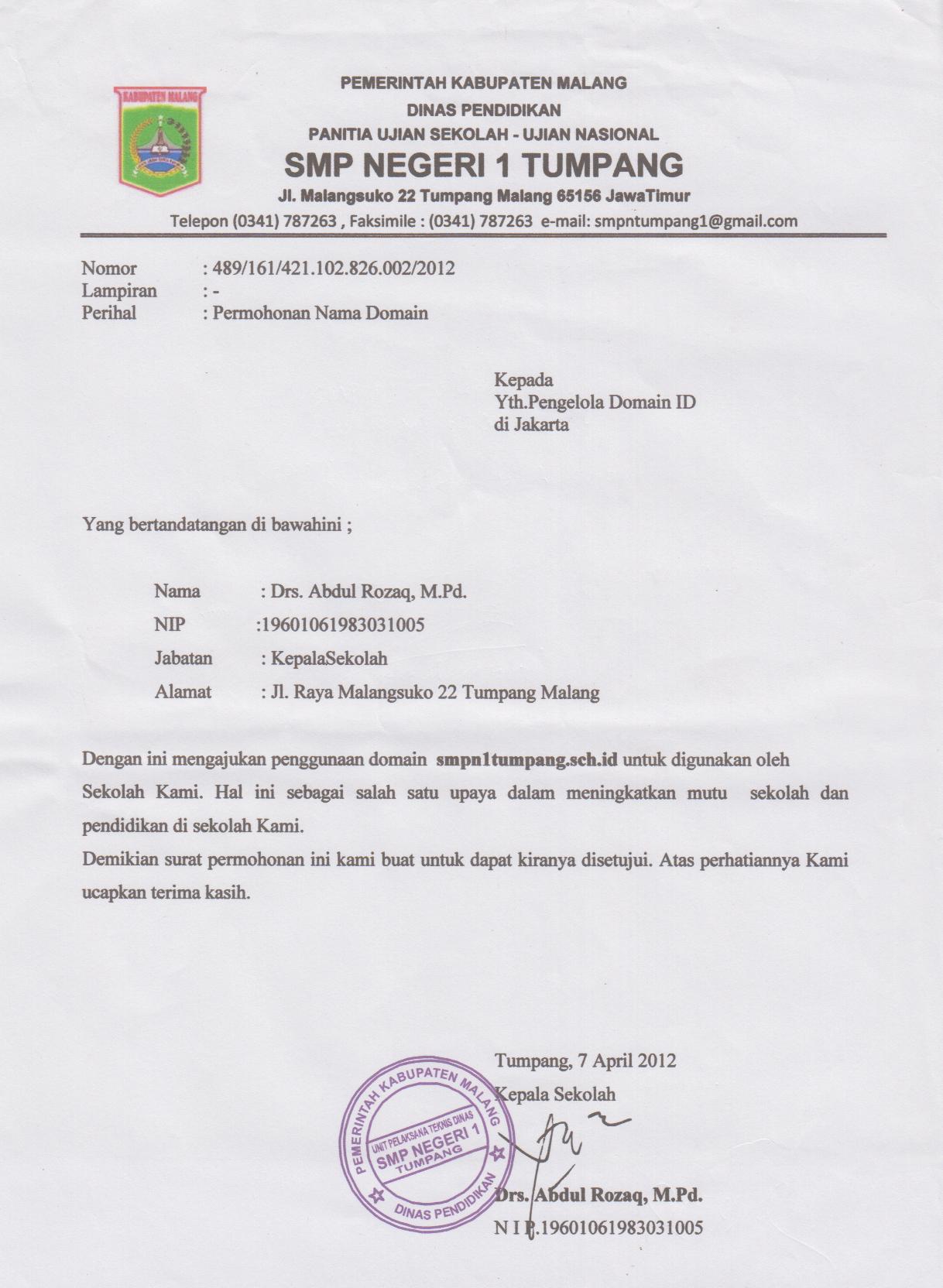 Contoh Surat Permohonan Domain – Achmad Kurniawan's Blog
